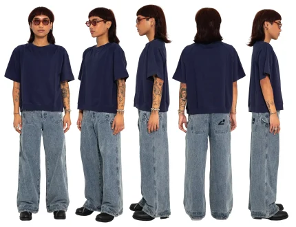 Liquid Lagoon Heavy Cut T Shirt Navy Blue (2)
