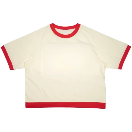 Liquid Lagoon Heavy Cut T Shirt Off White and Red Ringer (1)