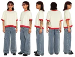 Liquid Lagoon Heavy Cut T Shirt Off White and Red Ringer (3)