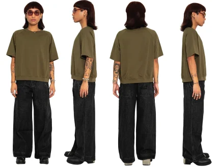 Liquid Lagoon Heavy Cut T Shirt Olive Green (2)